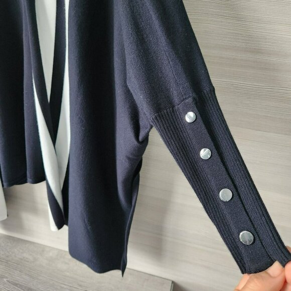 Alfani Womens Black Striped Open Front Dolman Sleeve Wrap Cardigan Sweater PS - Picture 6 of 16